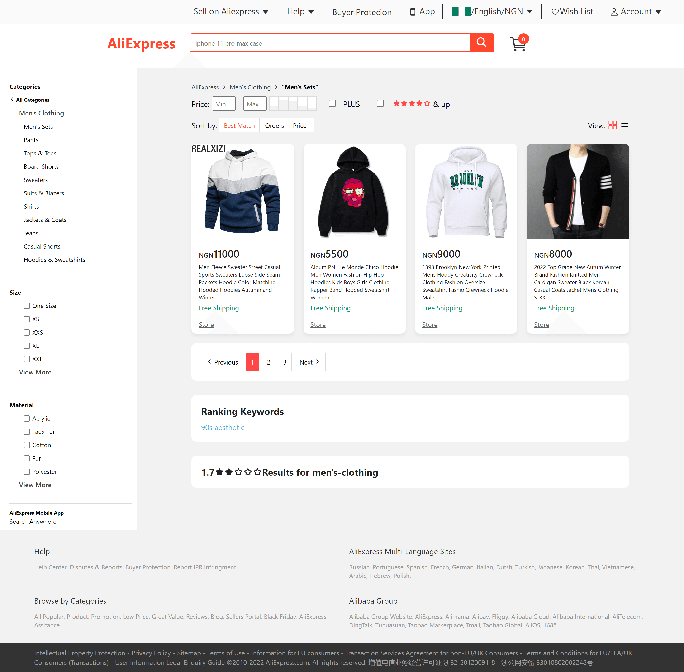 Image of the Aliexpress clone